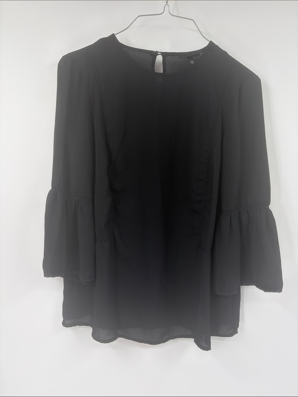 Who What Wear Black Bell Sleeve Blouse Size XS